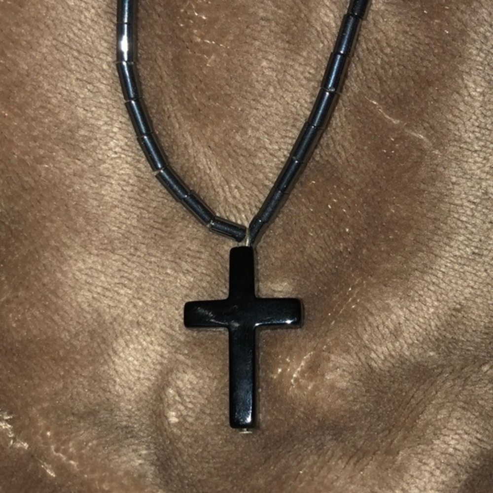 hematite cross necklace
